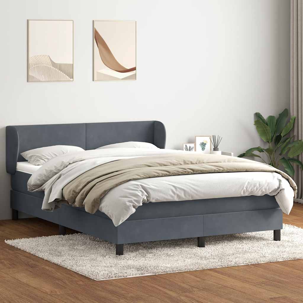 Boxspring met matras fluweel donkergrijs 160x220 cm – afbeelding 3