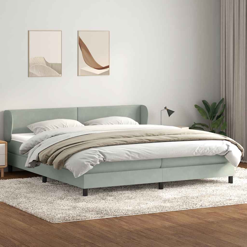Boxspringbed met matrassen 180x220 cm fluweel lichtgrijs – afbeelding 3