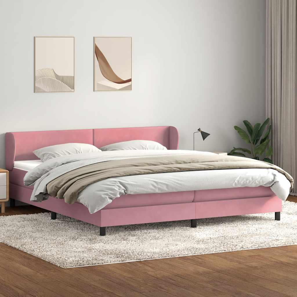 Boxspringbed met matrassen 180x220 cm fluweel roze – afbeelding 3
