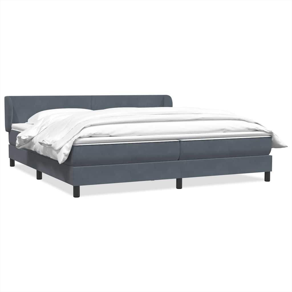 Bed boxspring met matrassen 200x220 cm fluweel donkergrijs – afbeelding 1