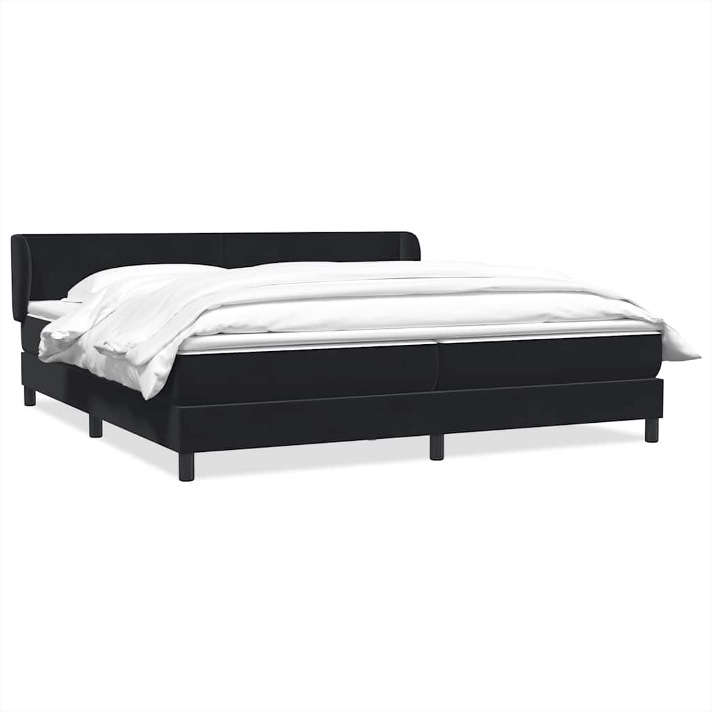 Boxspringbed met matrassen 200x220 cm fluweel zwart – afbeelding 1