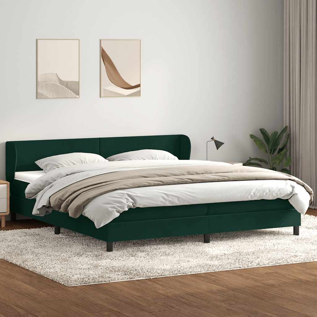 Boxspringbed met matrassen 200x220 cm fluweel donkergroen – afbeelding 3