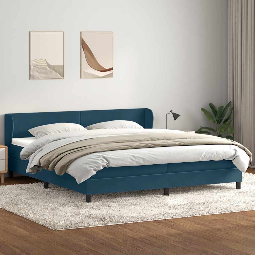 Boxspringbed met matrassen 200x220 cm fluweel donkerblauw – afbeelding 3