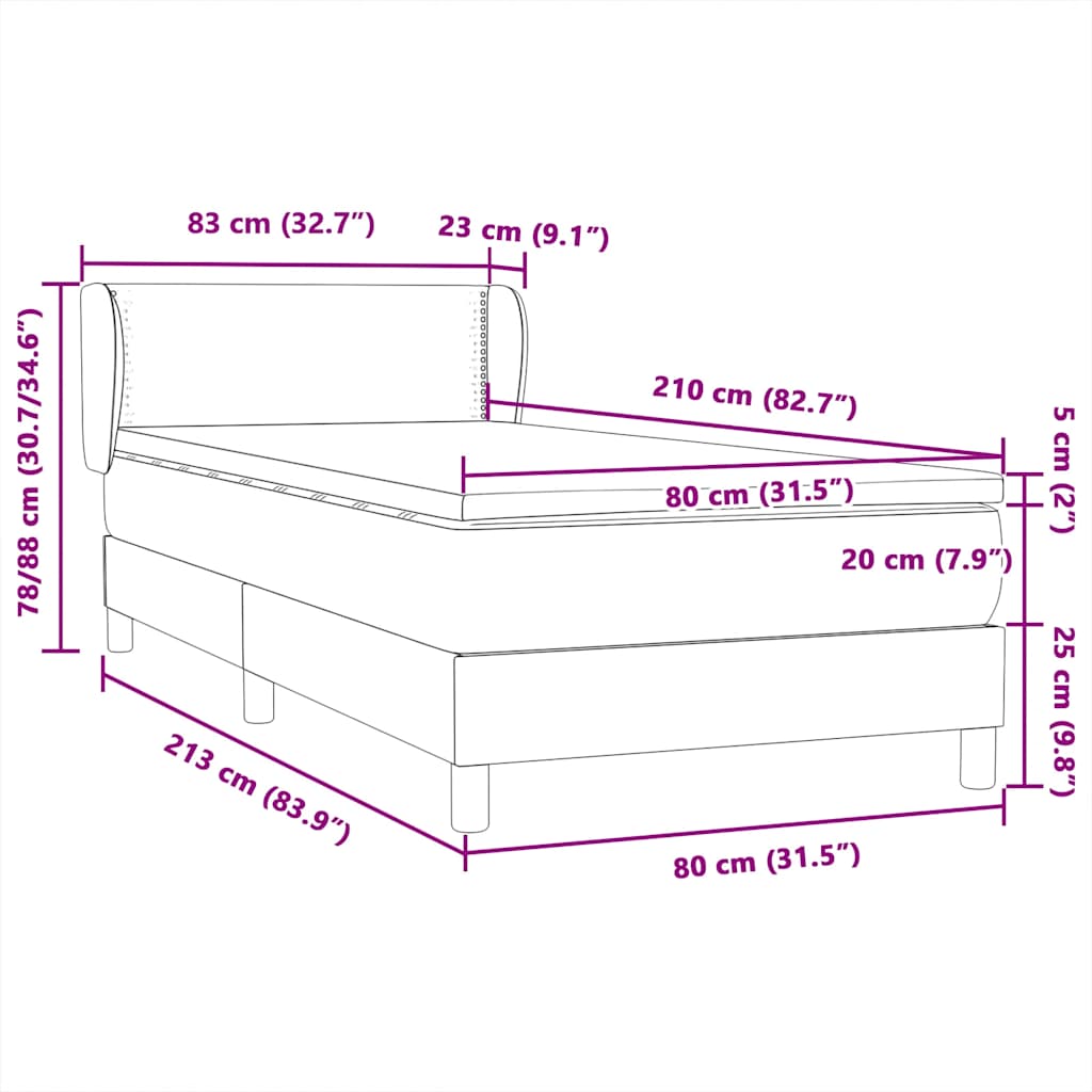 Boxspring met matras fluweel donkergroen 80x210 cm – afbeelding 12