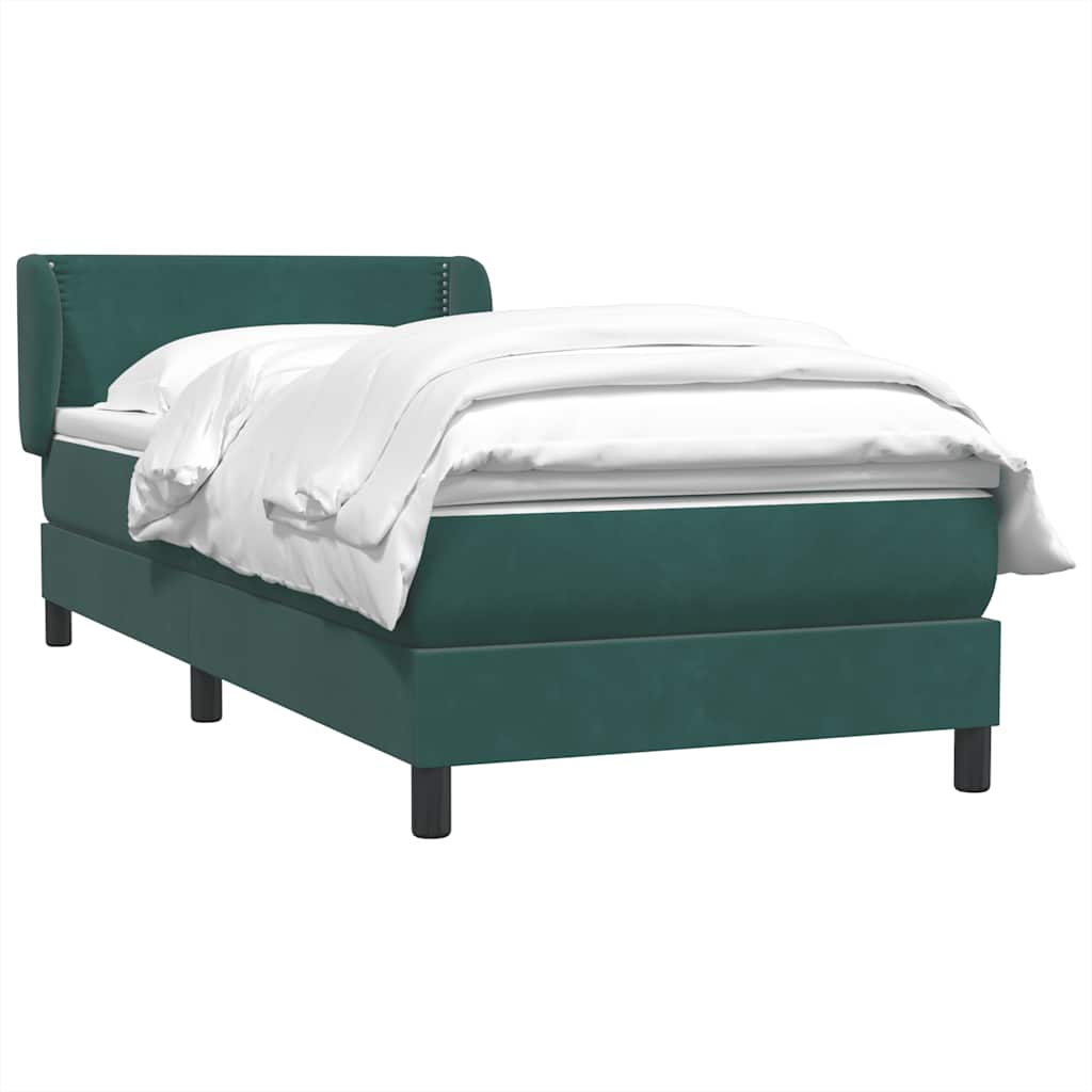 Boxspring met matras fluweel donkergroen 80x210 cm – afbeelding 3