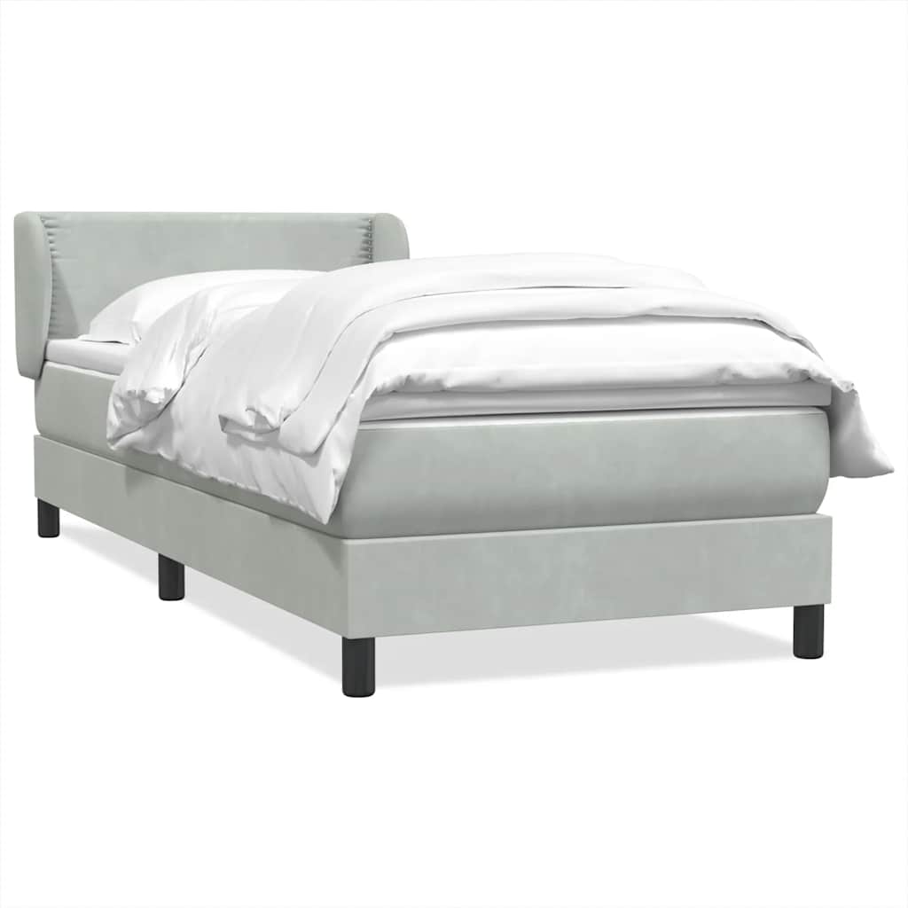 Boxspring met matras fluweel lichtgrijs 100x210 cm – afbeelding 2