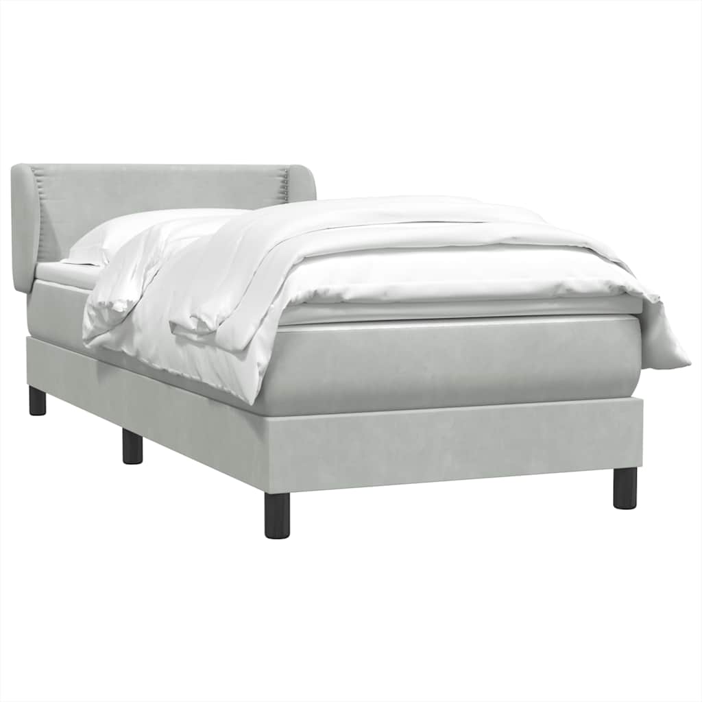 Boxspring met matras fluweel lichtgrijs 100x210 cm – afbeelding 3