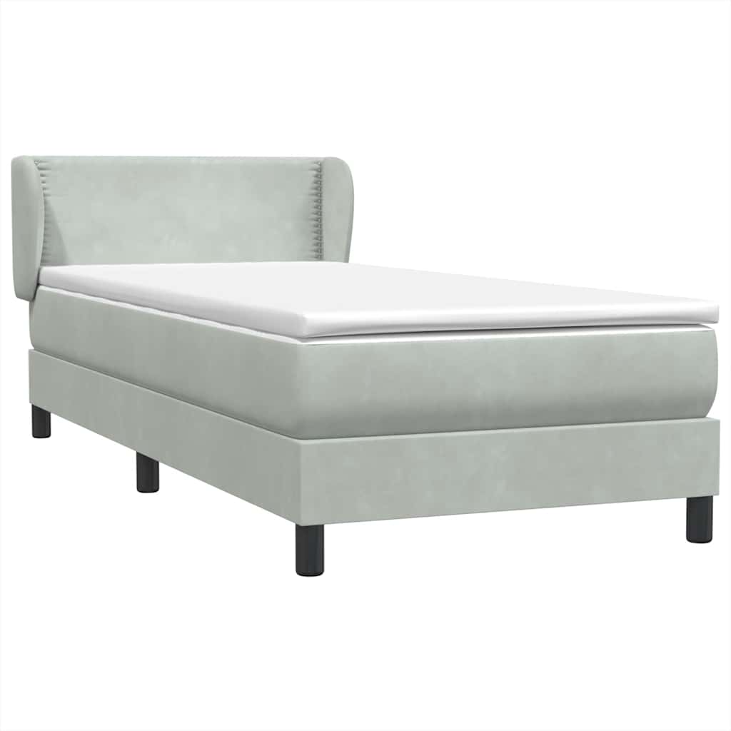 Boxspring met matras fluweel lichtgrijs 100x210 cm – afbeelding 4