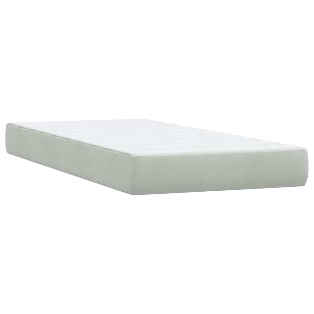 Boxspring met matras fluweel lichtgrijs 100x210 cm – afbeelding 6