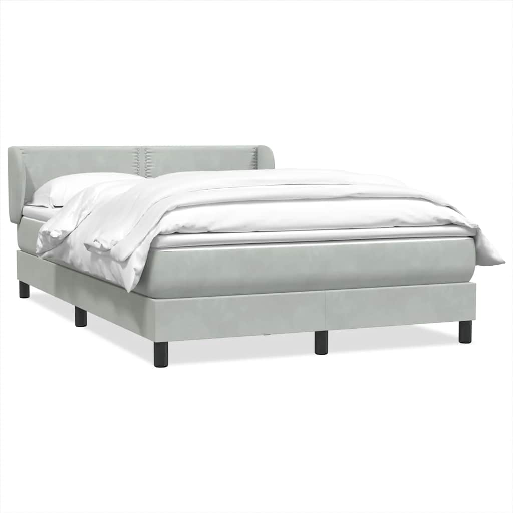 Boxspring met matras fluweel lichtgrijs 140x210 cm – afbeelding 2