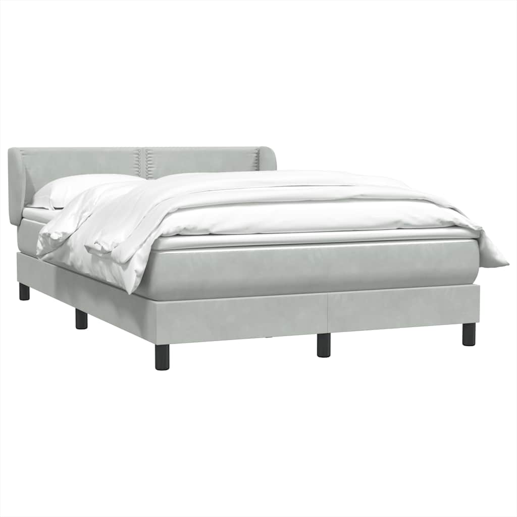 Boxspring met matras fluweel lichtgrijs 140x210 cm – afbeelding 3