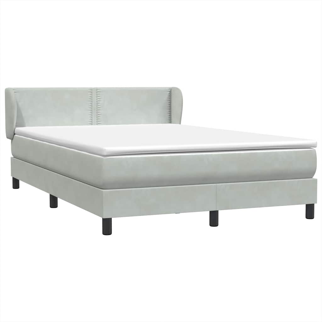 Boxspring met matras fluweel lichtgrijs 140x210 cm – afbeelding 4