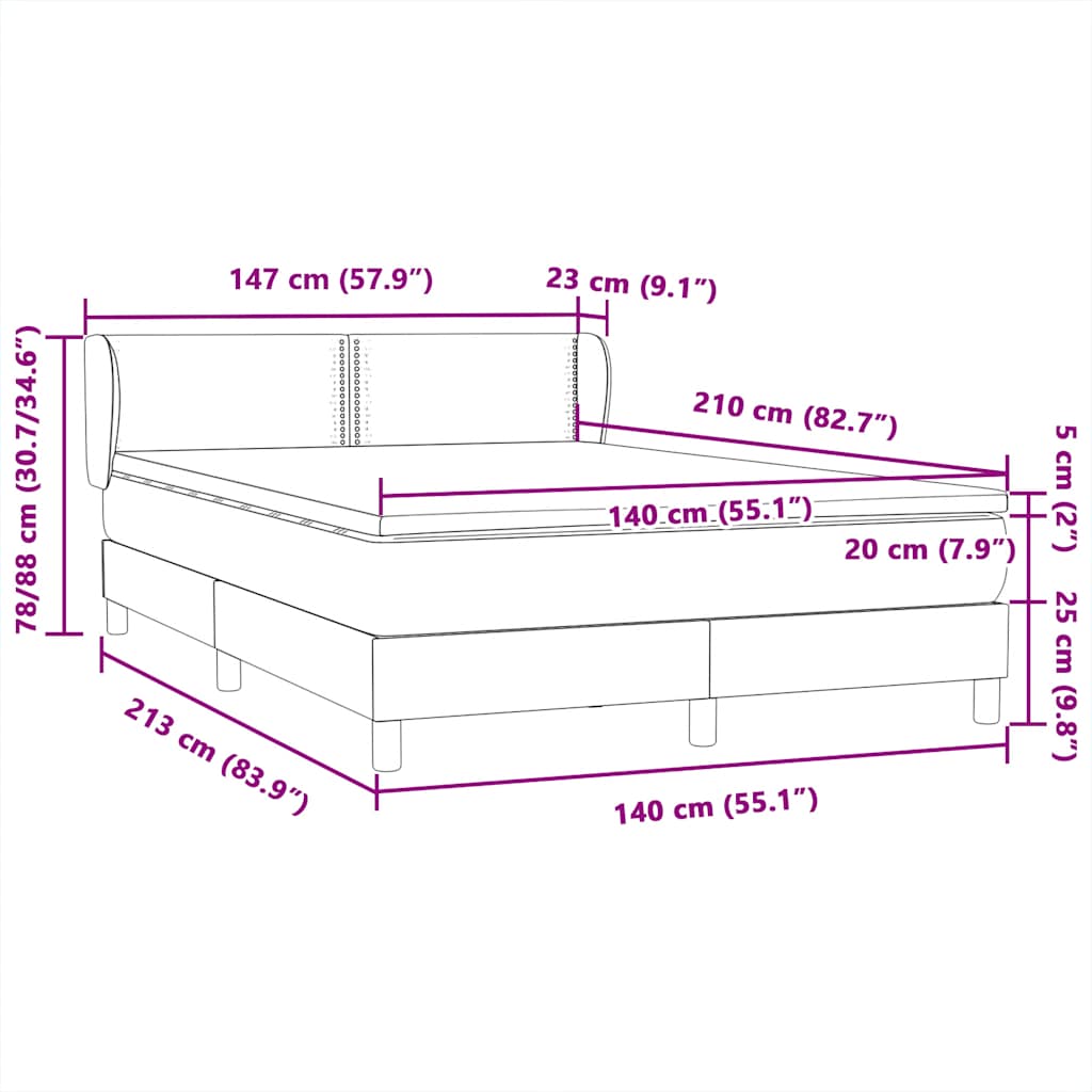 Boxspring met matras fluweel zwart 140x210 cm – afbeelding 12