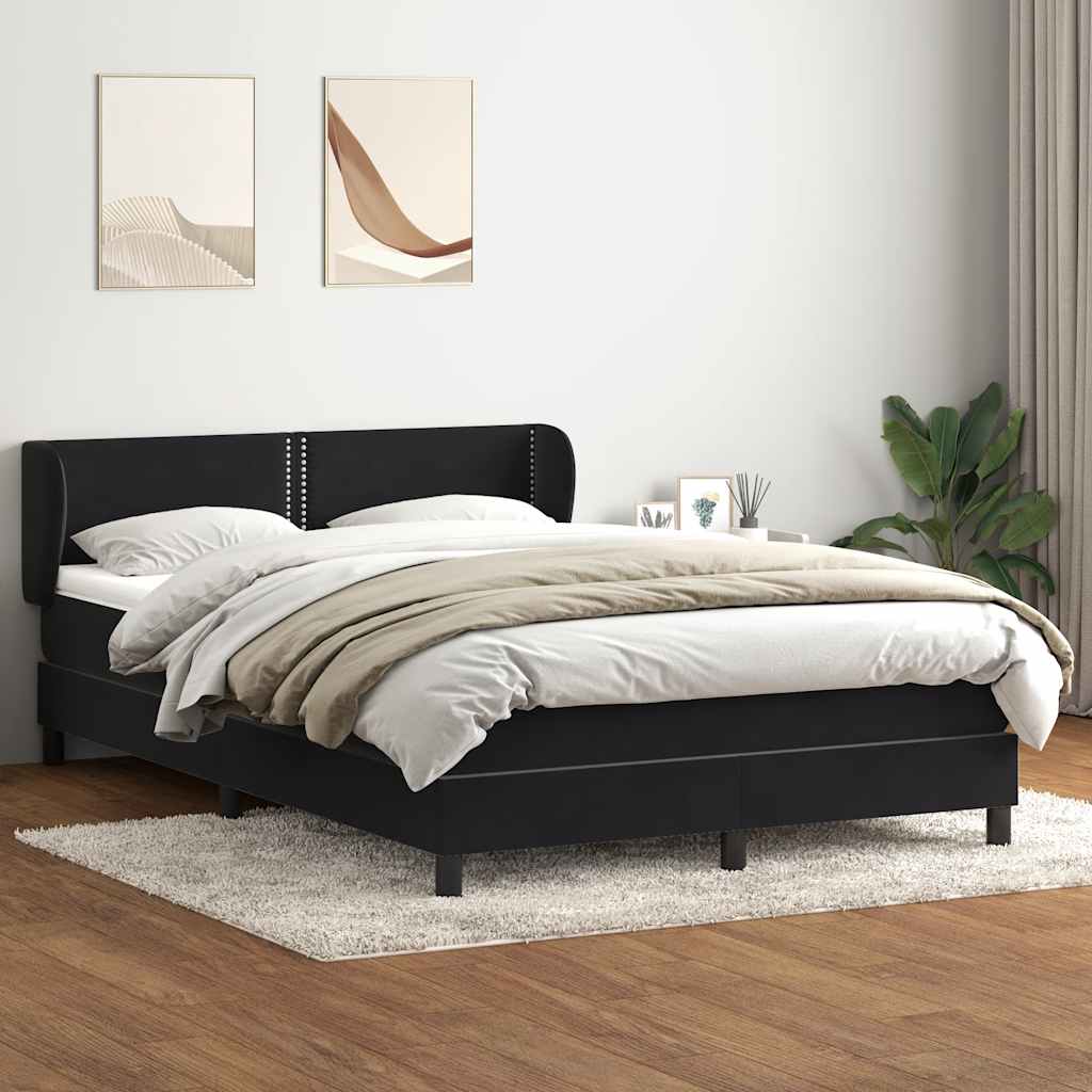 Boxspring met matras fluweel zwart 160x210 cm – afbeelding 1