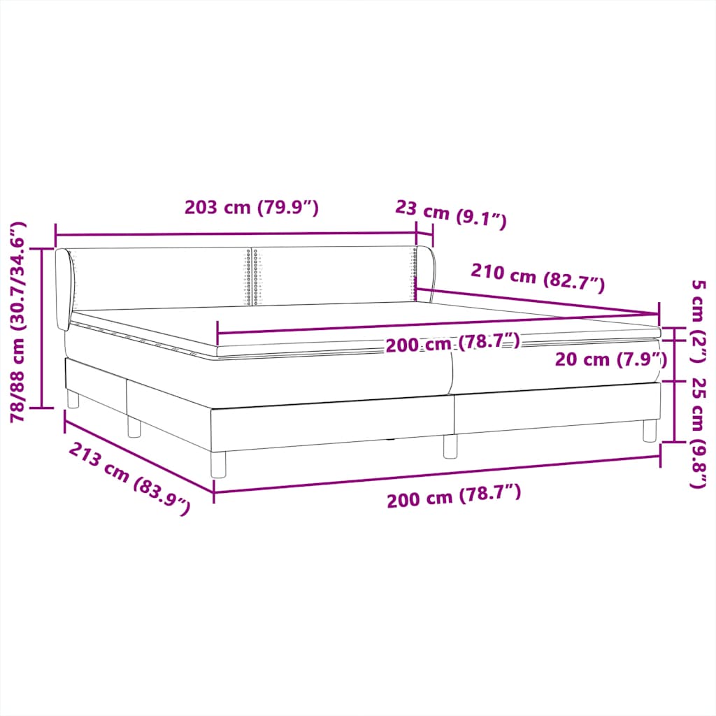Boxspring met matrassen fluweel lichtgrijs 200x210 cm – afbeelding 12