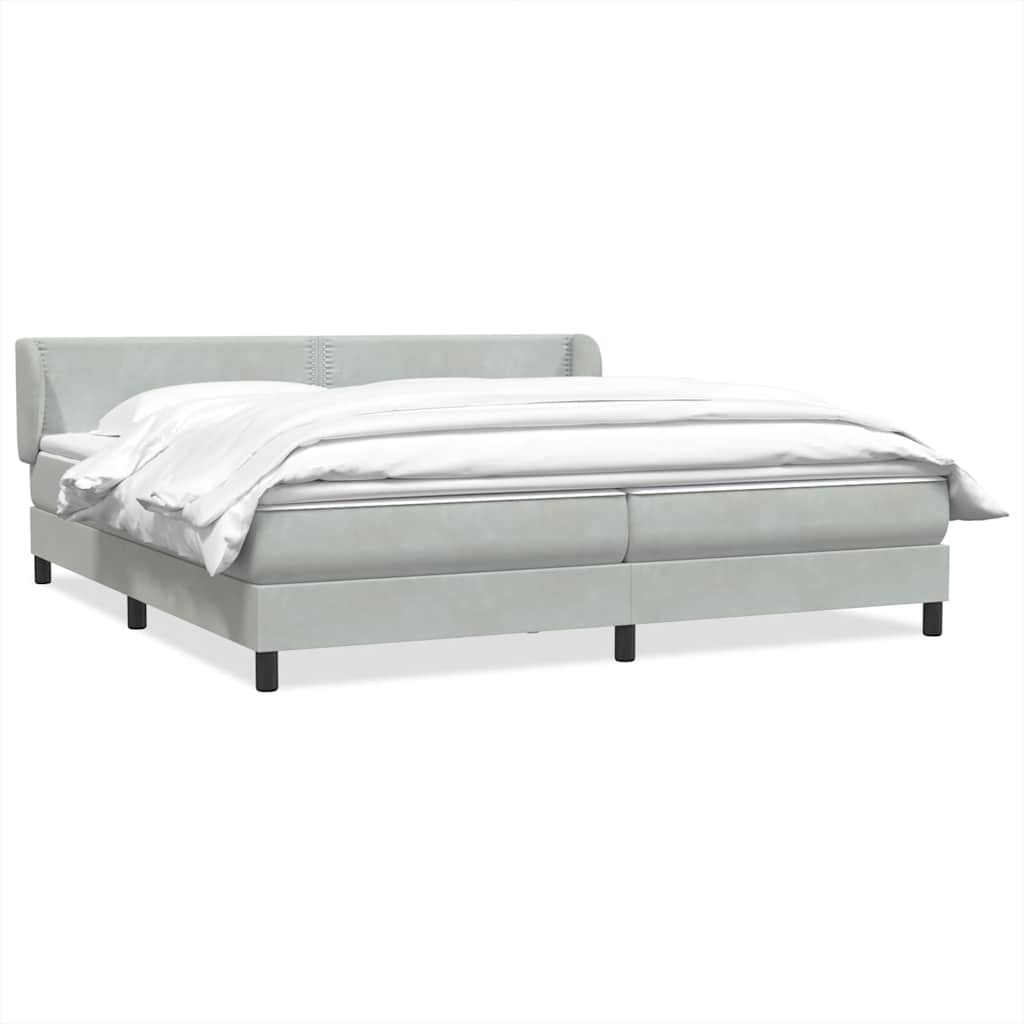 Boxspring met matrassen fluweel lichtgrijs 200x210 cm – afbeelding 2