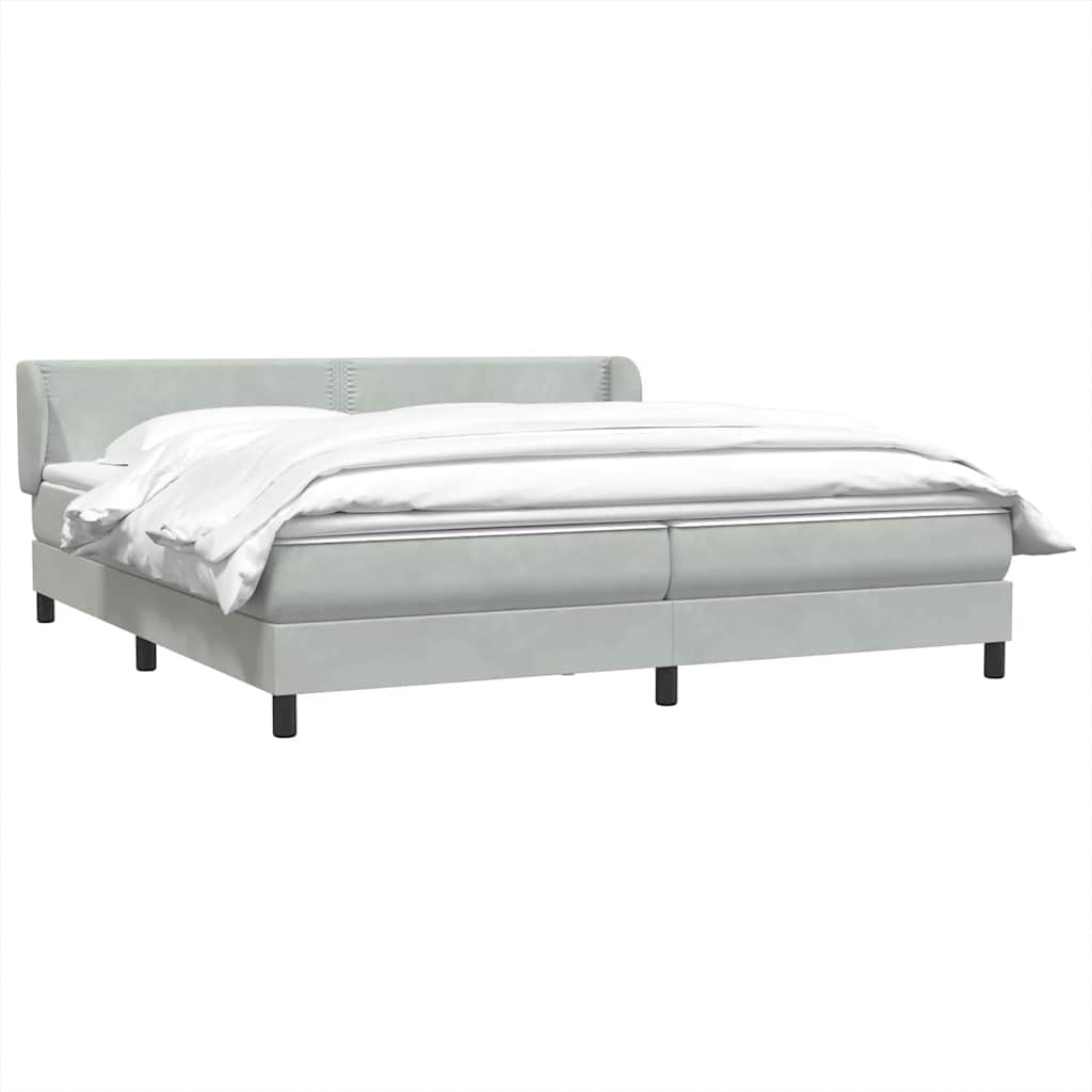 Boxspring met matrassen fluweel lichtgrijs 200x210 cm – afbeelding 3
