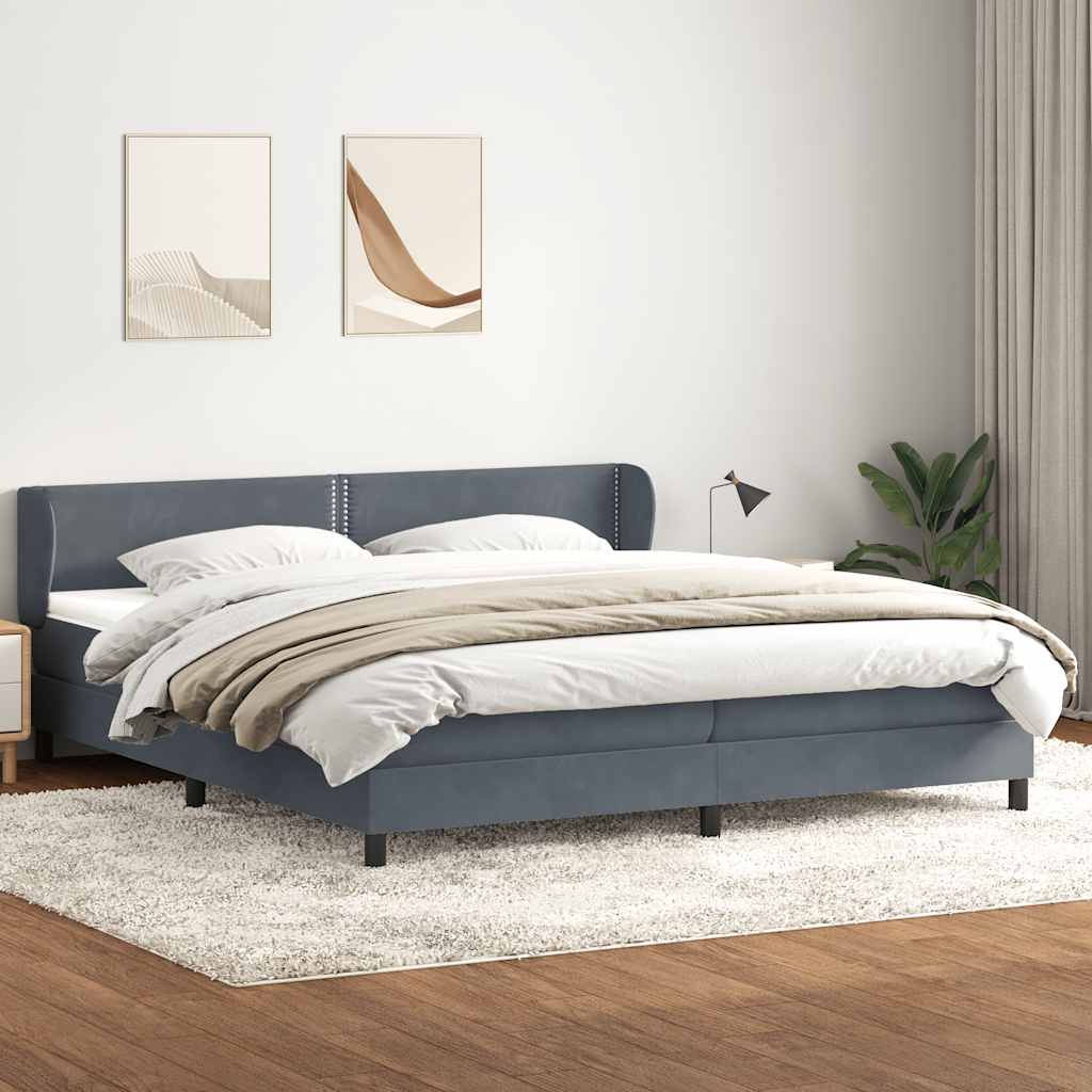 Boxspring met matrassen fluweel donkergrijs 200x210 cm – afbeelding 1