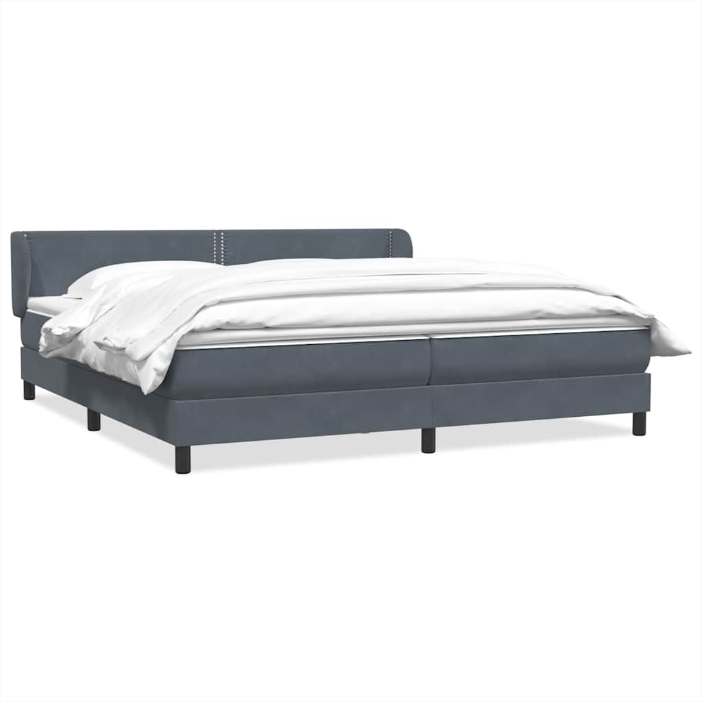 Boxspring met matrassen fluweel donkergrijs 200x210 cm – afbeelding 2