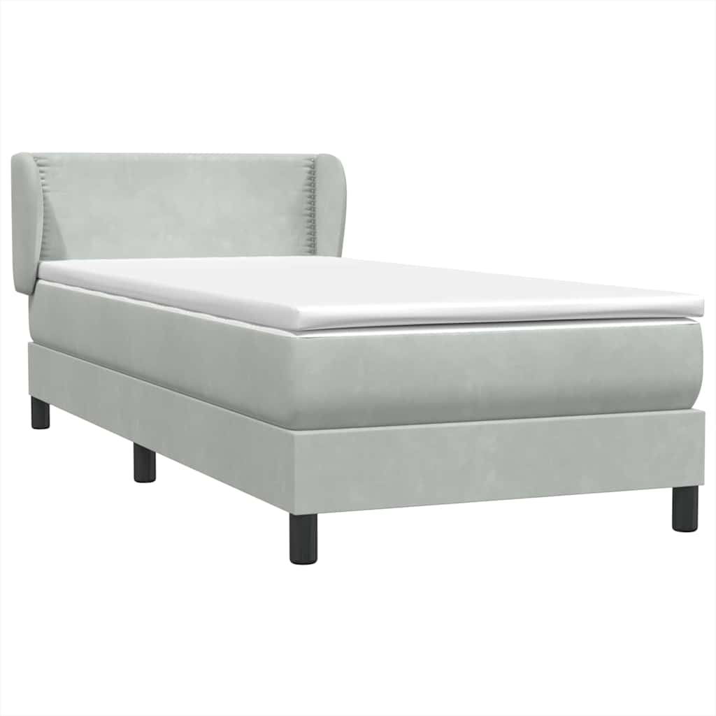 Boxspring met matras fluweel lichtgrijs 100x220 cm – afbeelding 4