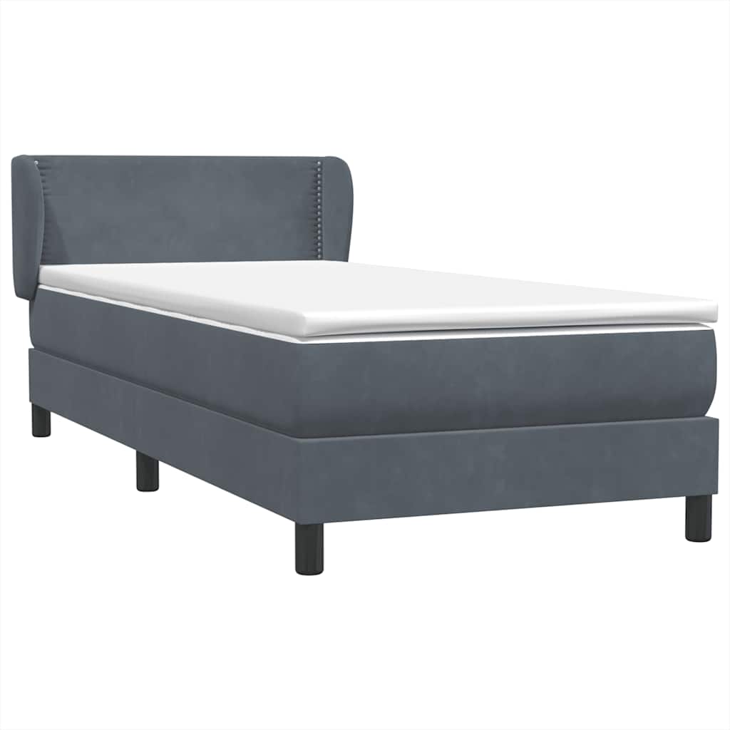 Boxspring met matras fluweel donkergrijs 100x220 cm – afbeelding 4