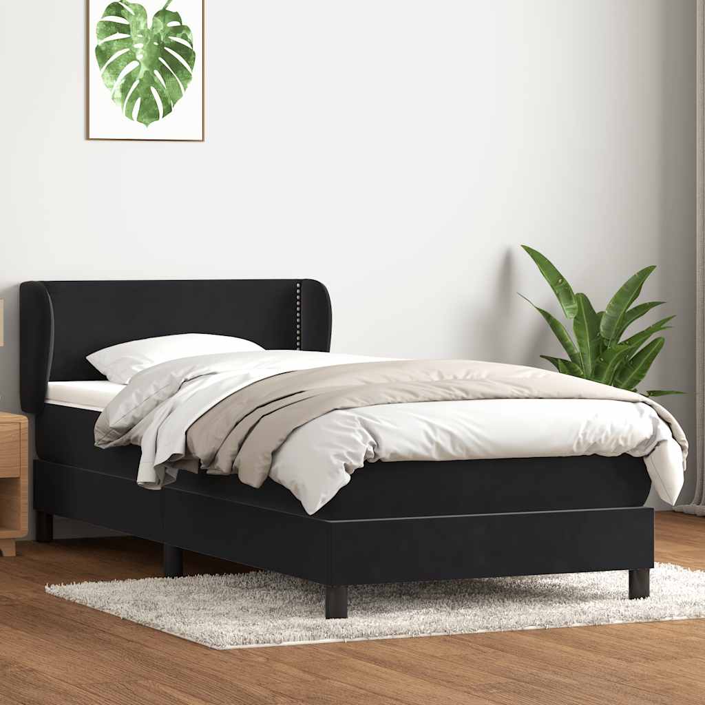 Boxspring met matras fluweel zwart 100x220 cm – afbeelding 1