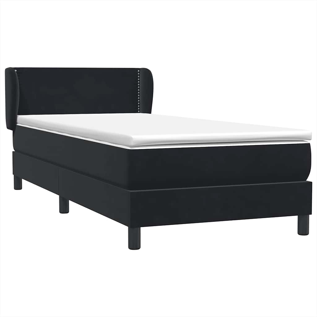 Boxspring met matras fluweel zwart 100x220 cm – afbeelding 4