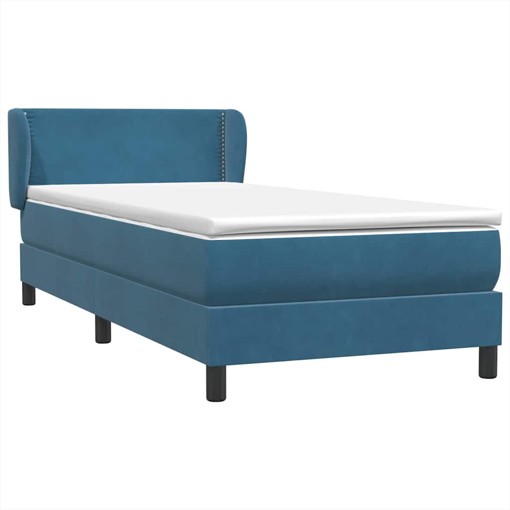 Boxspring met matras fluweel donkerblauw 100x220 cm – afbeelding 4