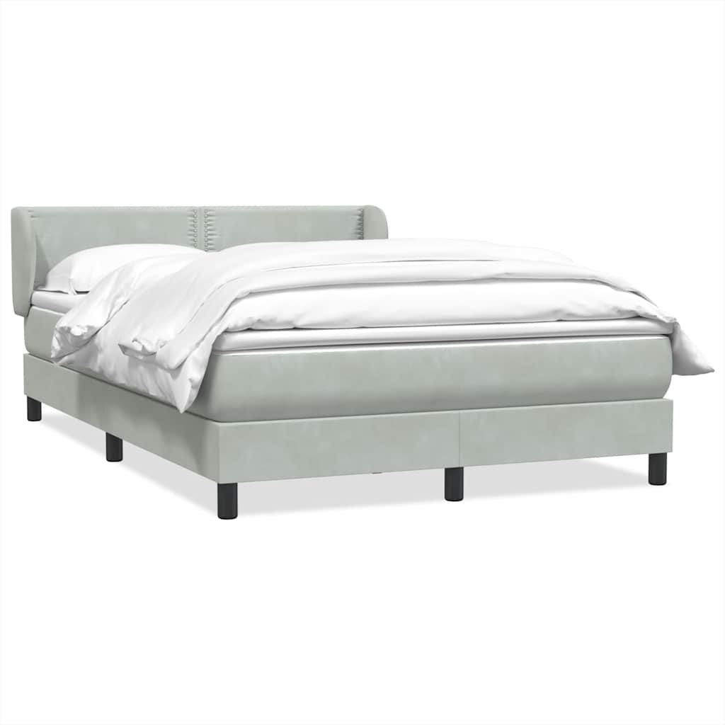 Boxspring met matras fluweel lichtgrijs 140x220 cm – afbeelding 2