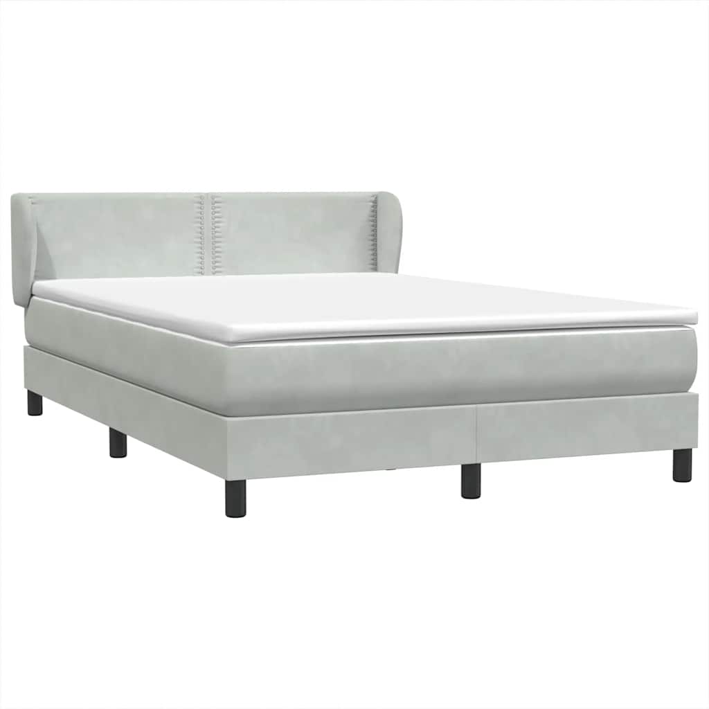 Boxspring met matras fluweel lichtgrijs 140x220 cm – afbeelding 4