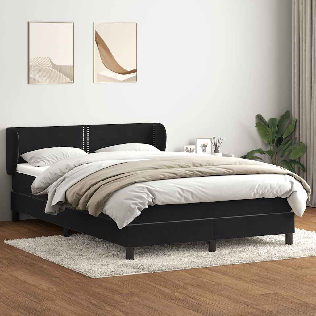 Boxspring met matras fluweel zwart 140x220 cm – afbeelding 1