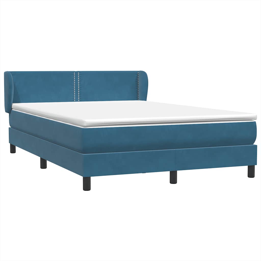 Boxspring met matras fluweel donkerblauw 160x220 cm – afbeelding 4