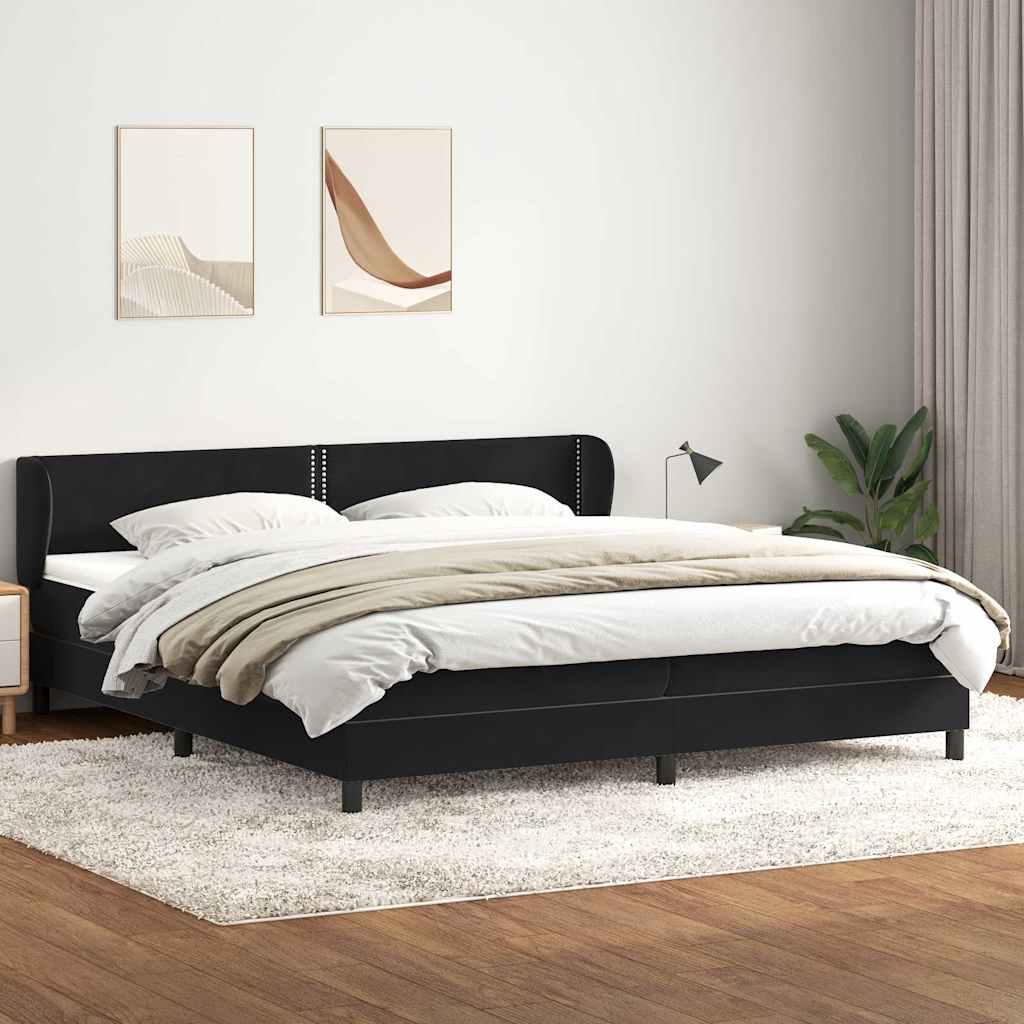 Boxspringbed met matrassen 180x220 cm fluweel zwart – afbeelding 1
