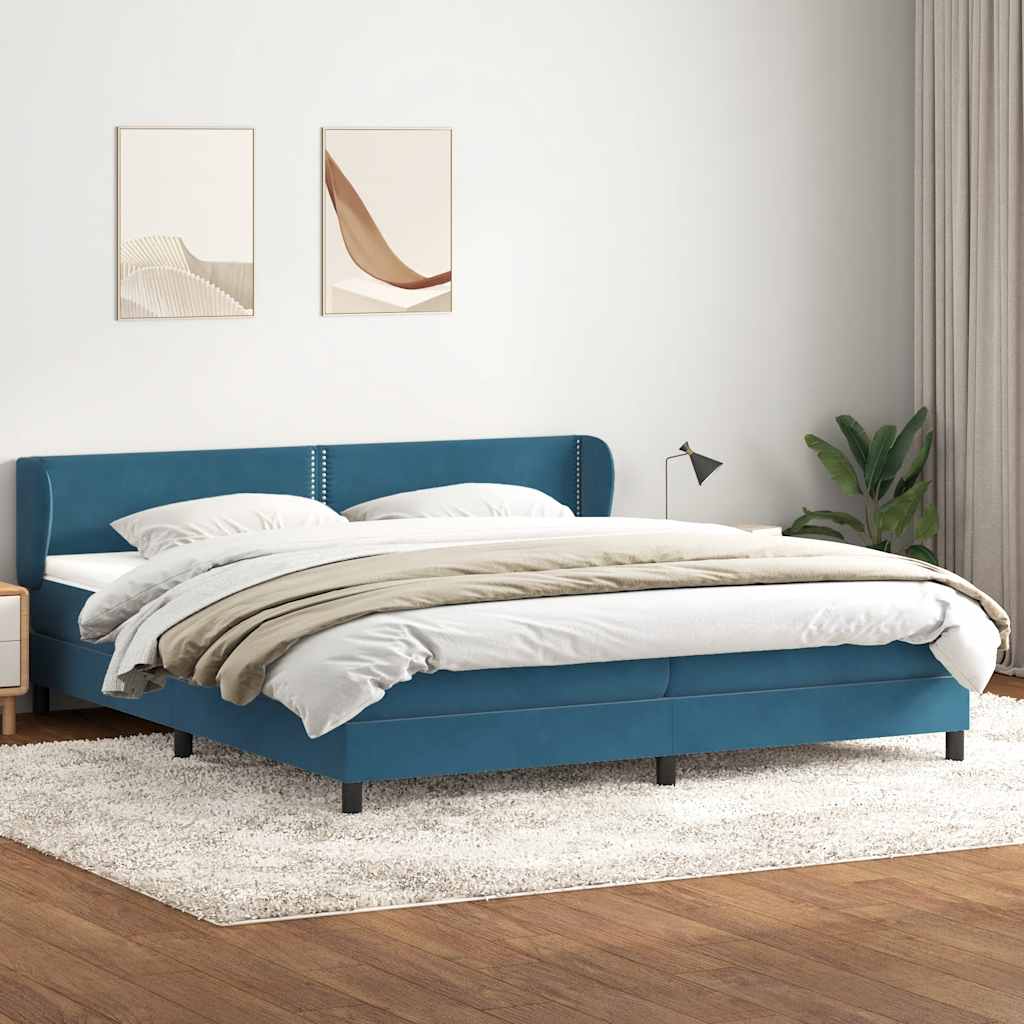 Boxspringbed met matrassen 180x220 cm fluweel donkerblauw – afbeelding 1
