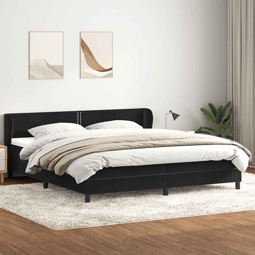 Boxspringbed met matrassen 200x220 cm fluweel zwart – afbeelding 1