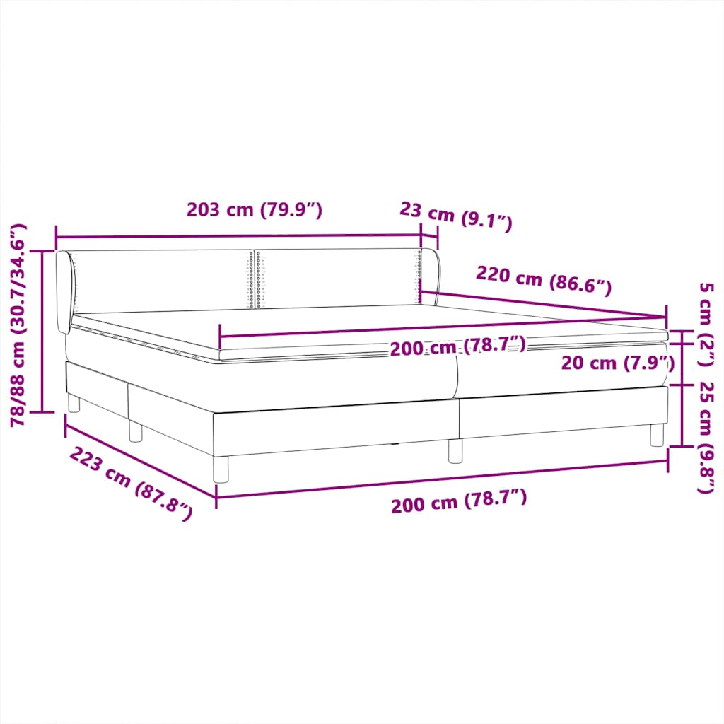 Boxspringbed met matrassen 200x220 cm fluweel zwart – afbeelding 12