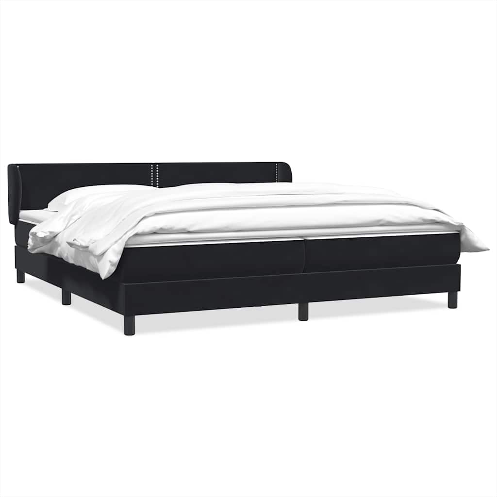 Boxspringbed met matrassen 200x220 cm fluweel zwart – afbeelding 2