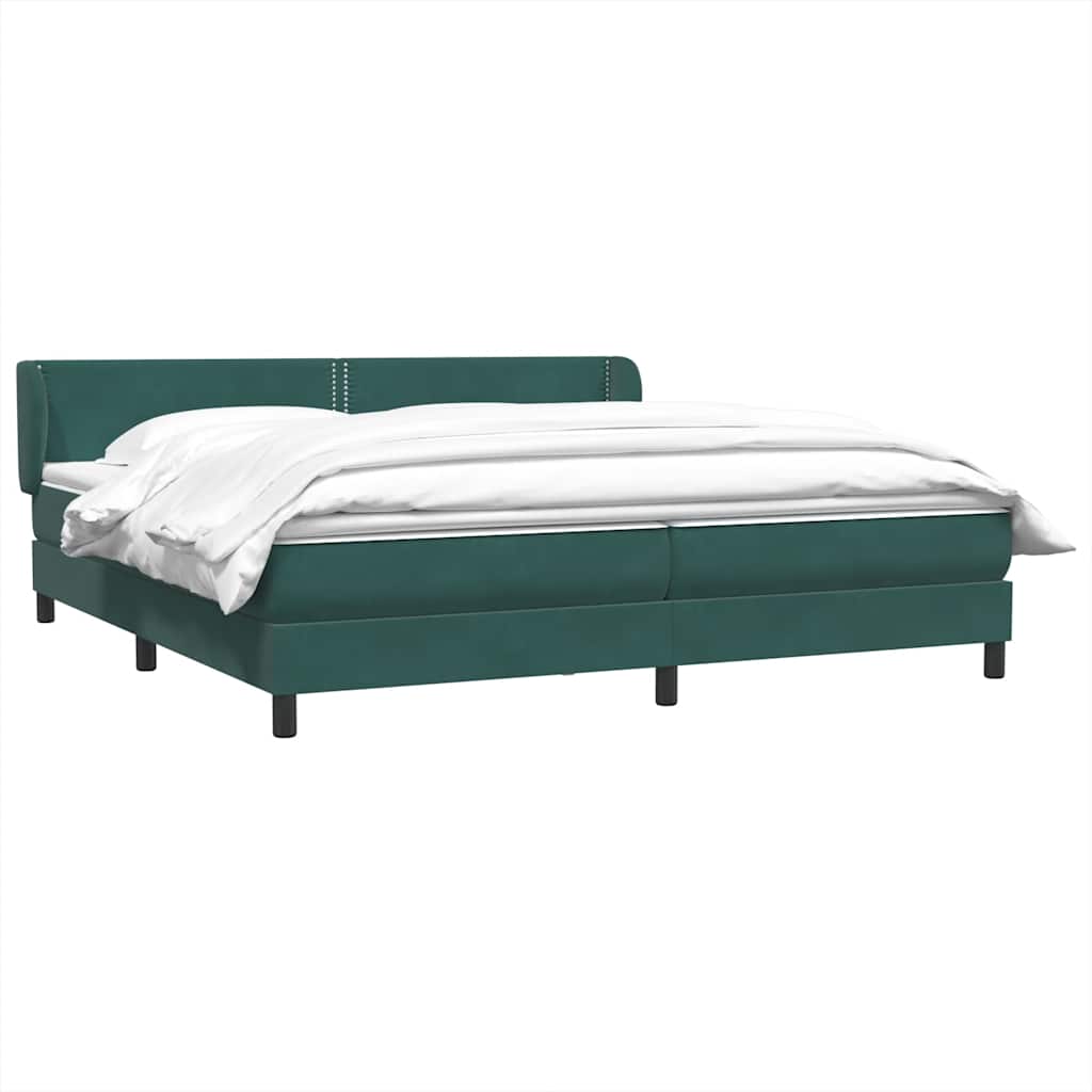 Boxspringbed met matrassen 200x220 cm fluweel donkergroen – afbeelding 3