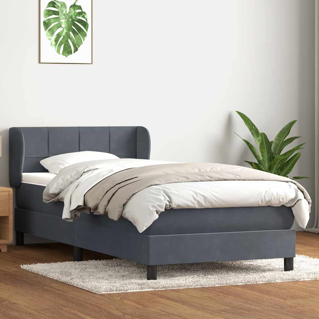 Boxspring met matras fluweel donkergrijs 80x210 cm – afbeelding 1