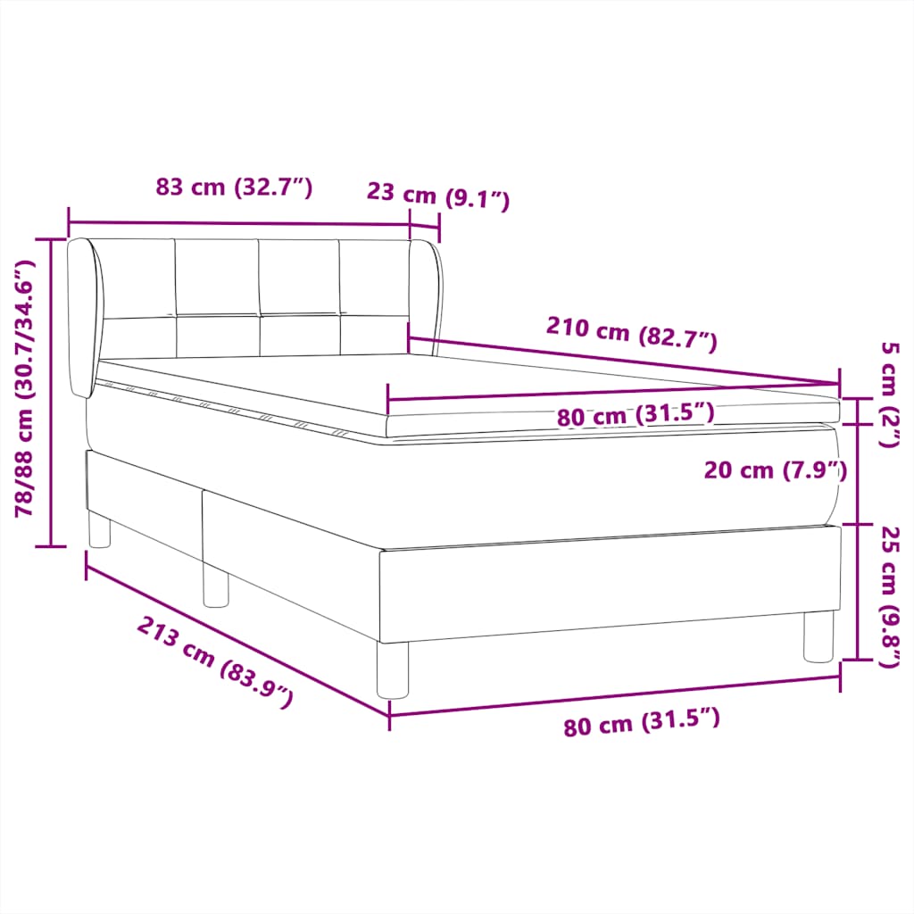 Boxspring met matras fluweel donkergroen 80x210 cm – afbeelding 12