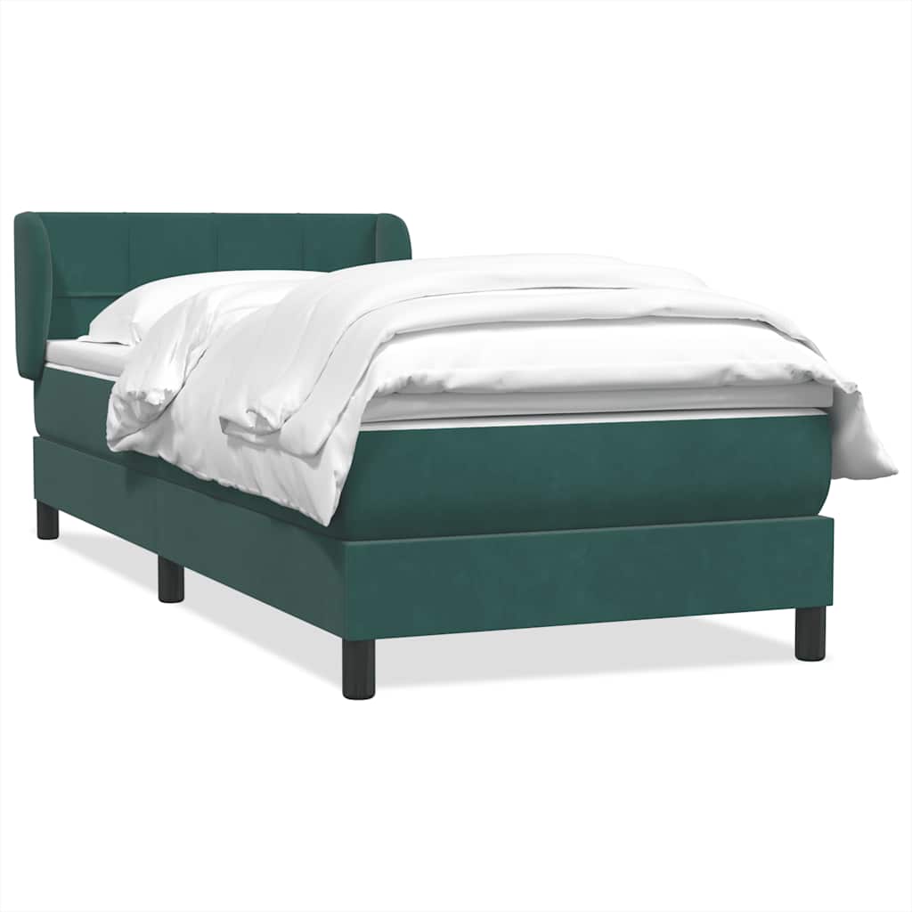 Boxspring met matras fluweel donkergroen 80x210 cm – afbeelding 2