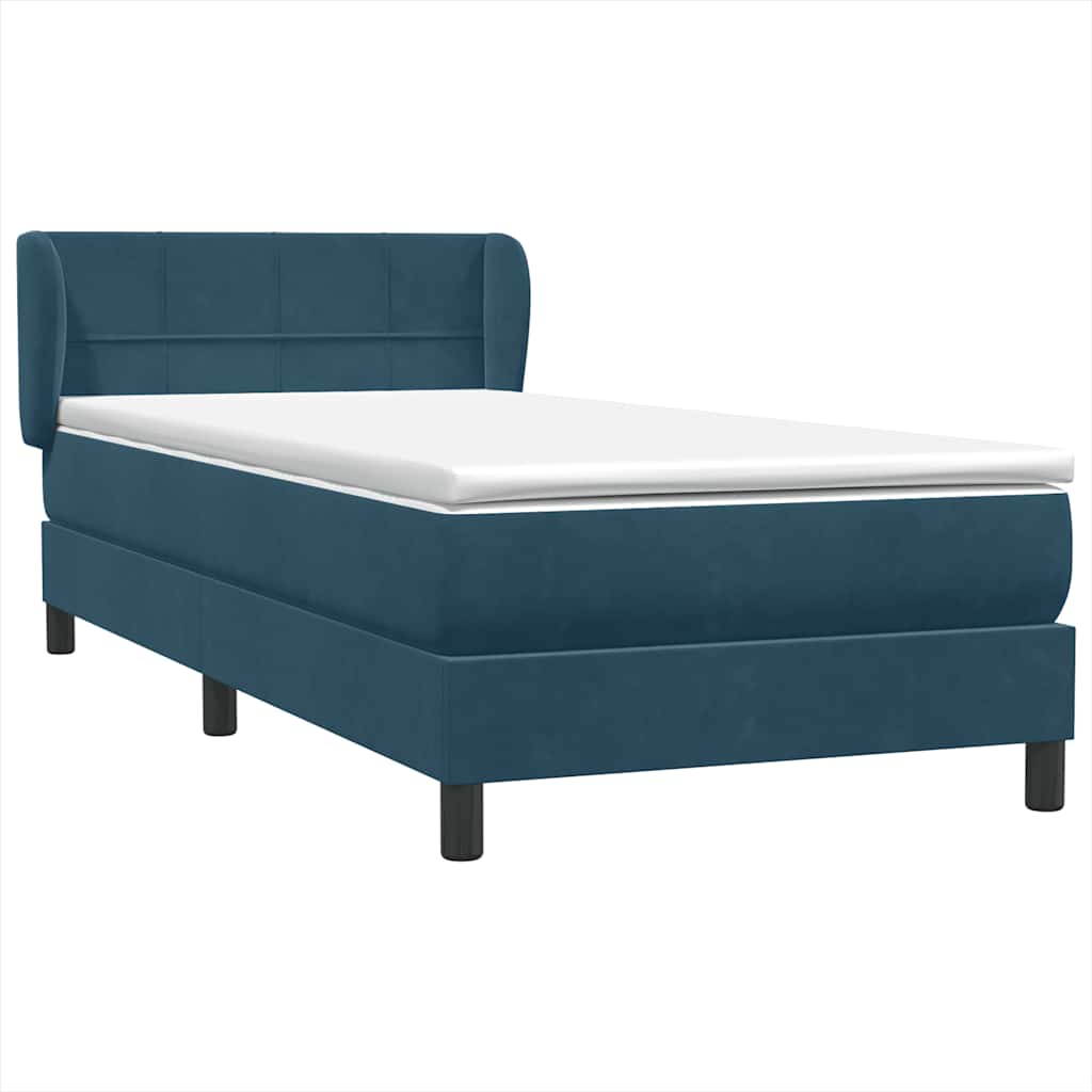 Boxspring met matras fluweel donkerblauw 80x210 cm – afbeelding 4
