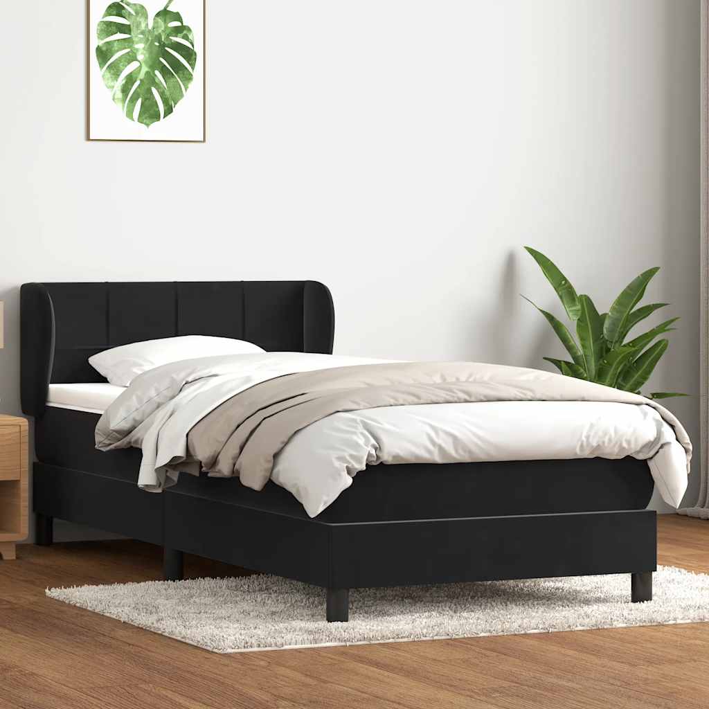 Boxspring met matras fluweel zwart 90x210 cm – afbeelding 1