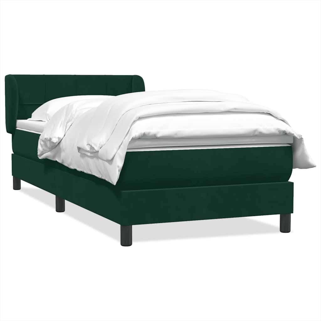 Boxspring met matras fluweel donkergroen 90x210 cm – afbeelding 2
