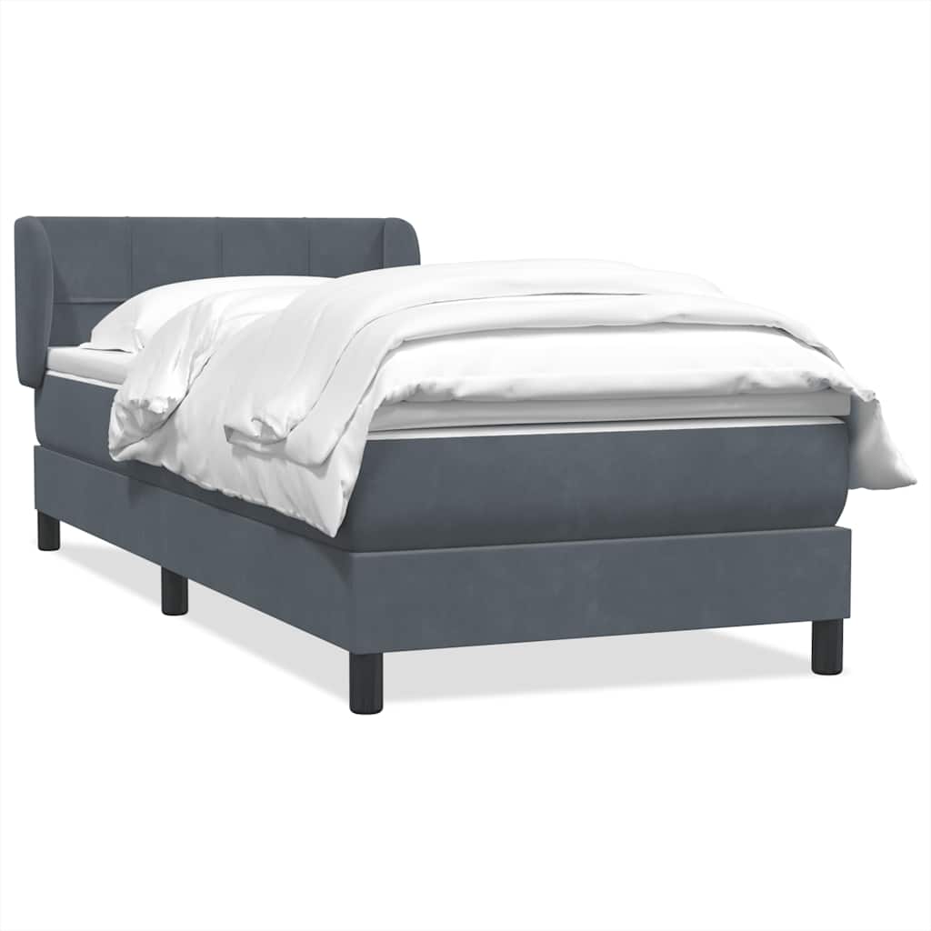 Boxspring met matras fluweel donkergrijs 100x210 cm – afbeelding 2