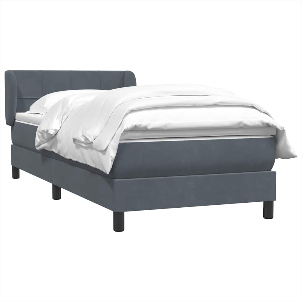 Boxspring met matras fluweel donkergrijs 100x210 cm – afbeelding 3