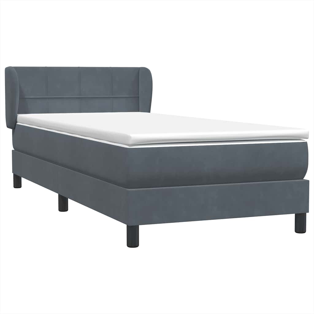 Boxspring met matras fluweel donkergrijs 100x210 cm – afbeelding 4