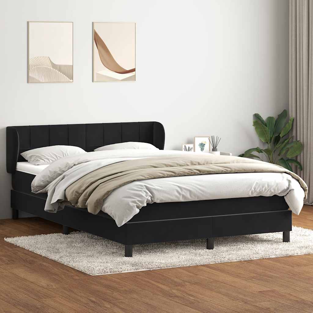 Boxspring met matras fluweel zwart 140x210 cm – afbeelding 1