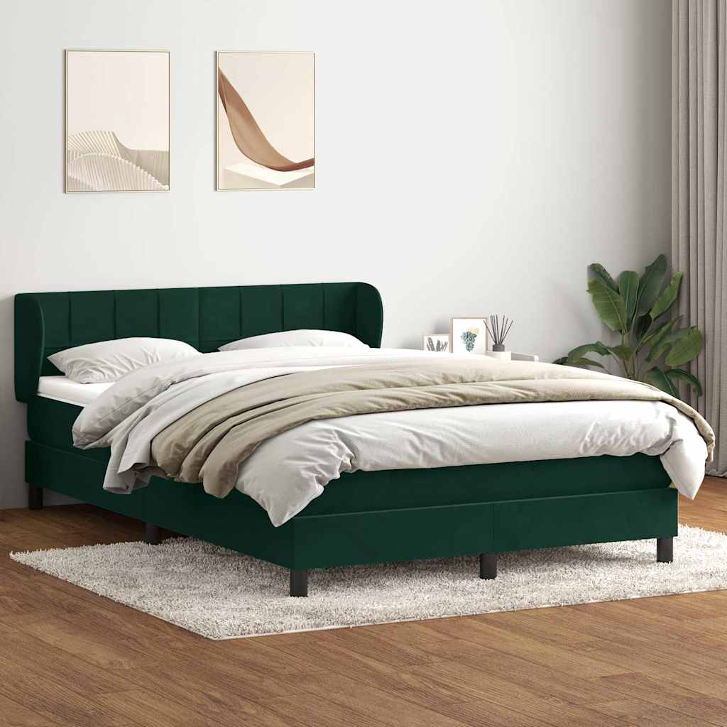 Boxspring met matras fluweel donkergroen 160x210 cm – afbeelding 1