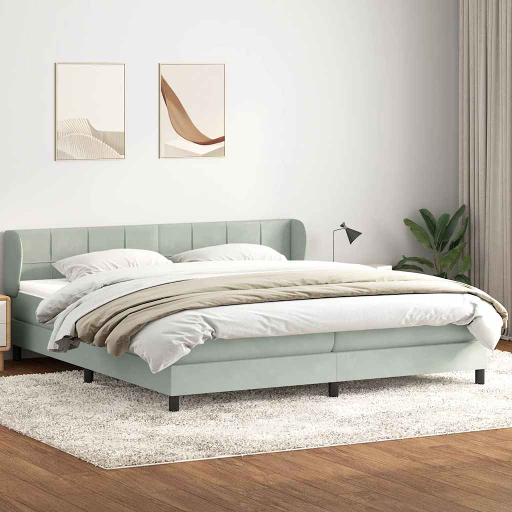 Boxspring met matrassen fluweel lichtgrijs 200x210 cm – afbeelding 1